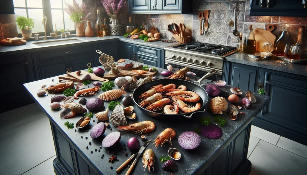 Seafood pan fried